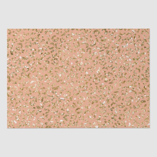 Peach Gold Glitzer Leopard Print Seidenpapier (Vorderseite)