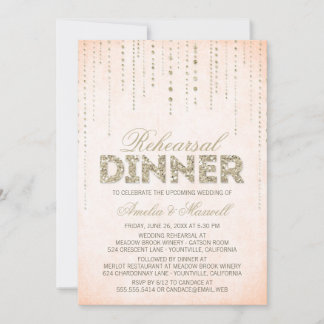 Peach & Gold Glitzer Look Probe Dinner einladen Einladung
