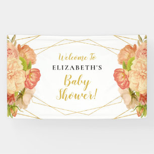 Peach Gold Watercolor Blume Kinderdusche Banner