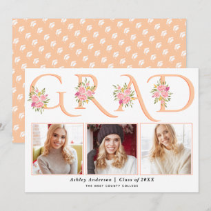 Peach GRAD typografie rosa Rosen Foto Abschluss Ankündigung