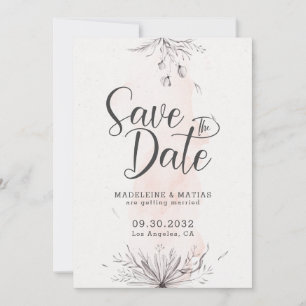 Peach & gray florale romantische Hochzeit Save The Date