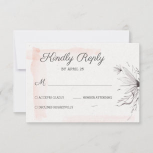 Peach & Gray Romantische Hochzeit elegant delikat RSVP Karte