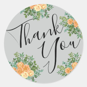 Peach Gray Wedding Spring Floral Runder Aufkleber