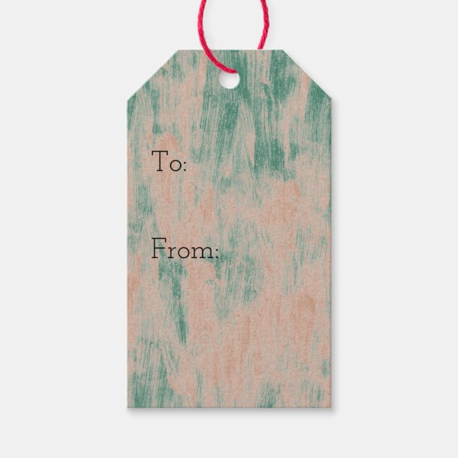 Peach Green Abstrakt Snowflakes Weihnachten Geschenkanhänger (Vorderseite)