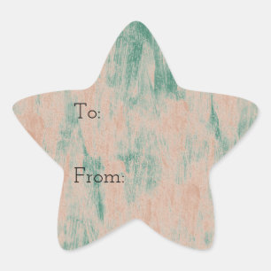 Peach Green Abstrakt Snowflakes Weihnachten Stern-Aufkleber