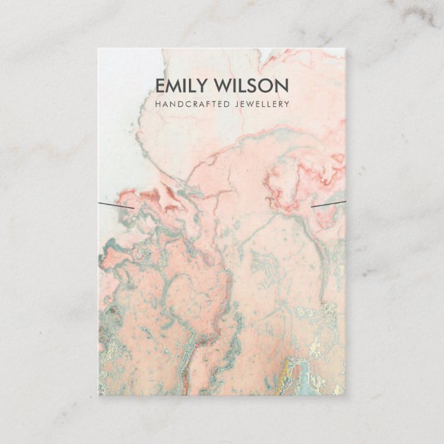 PEACH GREEN AGATE MARBLE NECKLACE DISPLAY CARD VISITENKARTE (Vorderseite)