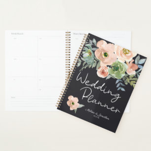 Peach Green Navy Pastel Floral Hochzeitsplaner Planer