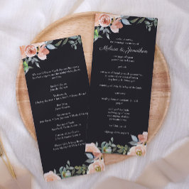 Peach Green Navy Pastel Floral Wedding Programm