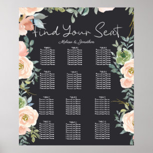 Peach Green Navy Pastel Hochzeitstabelle Poster