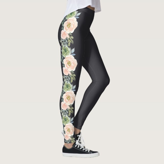 Peach Green Navy Pastor Blumendesign Leggings (Rechts)