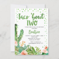 Peach Green Taco Bout 2. Geburtstag Einladung
