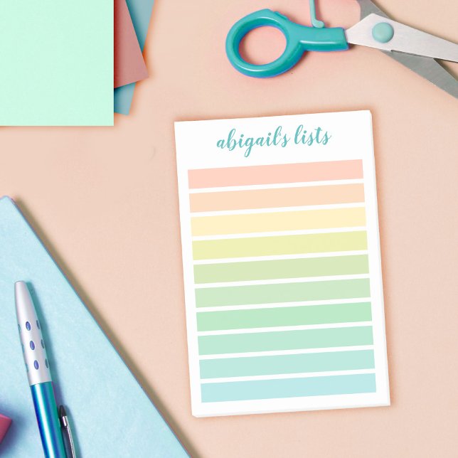 Peach Green Türkise Ombre Individuelle Name Post-it Klebezettel (Von Creator hochgeladen)