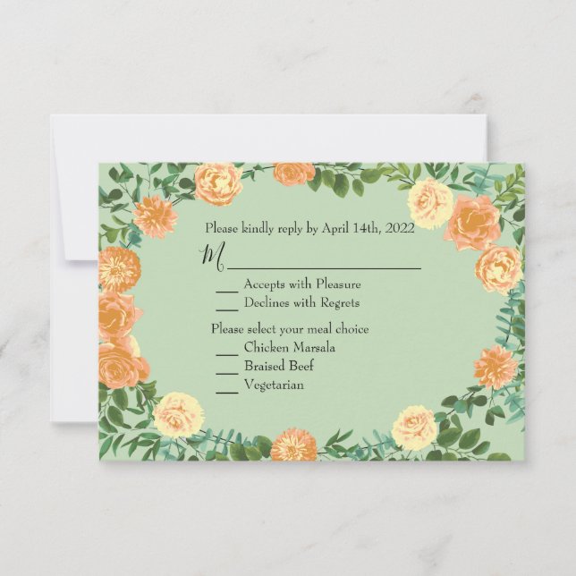 Peach Green Wedding Spring Pastel Einladung (Vorderseite)