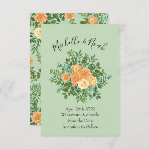 Peach Green Wedding Spring Pastel Einladung