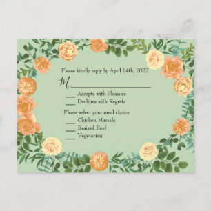 Peach Green Wedding Spring Pastel Postkarte