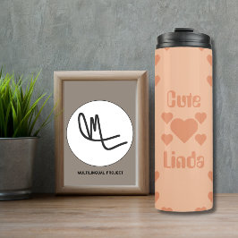 Peach Hearts Bilingual "Niedlich" "Linda Thermosbecher