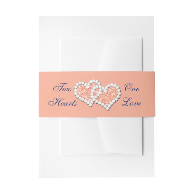 Peach Hearts Wedding Invitation Bly Band (Vorderseite Beispiel)