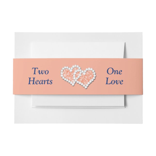 Peach Hearts Wedding Invitation Bly Band (Vorderseite Beispiel)