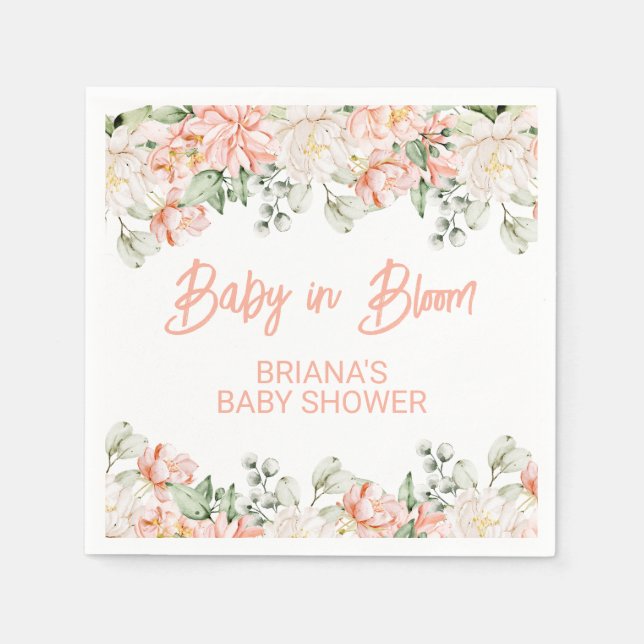 Peach Ivory Beige Neutrale Baby Dusche Serviette (Vorderseite)