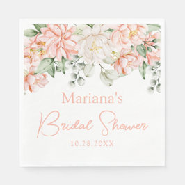 Peach Ivory Floral Brautparty Serviette