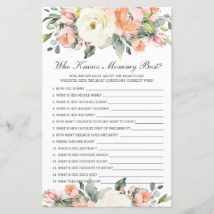 Peach Ivory Floral, der Mommy Best Party Game kenn