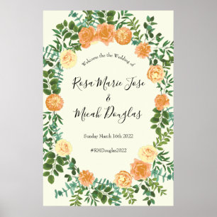 Peach Ivory Hochzeit Vintage Rose Poster