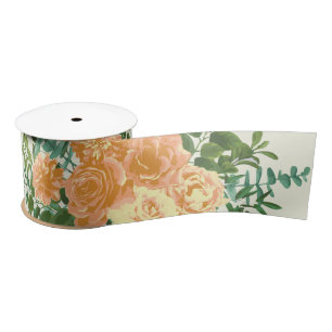 Peach Ivory Hochzeit Vintage Rose Satinband