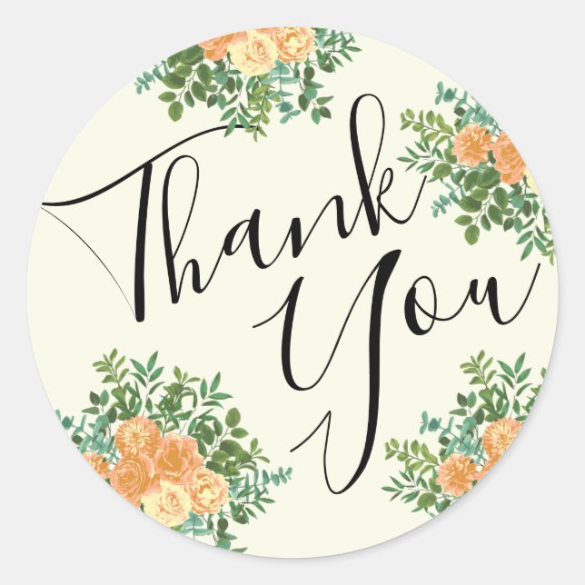 Peach & Ivory Peony & Rose Blumenhochzeit Runder Aufkleber (Vorderseite)