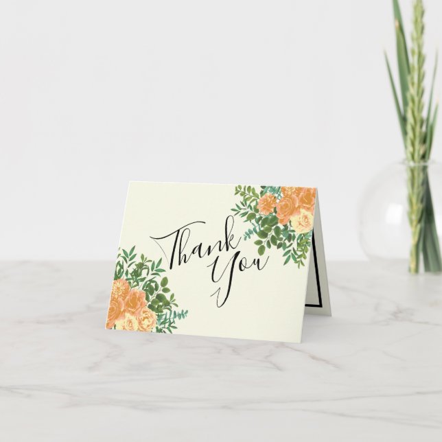 Peach & Ivory Peony Rose Floral Wedding Vielen Dan Dankeskarte (Vorderseite)