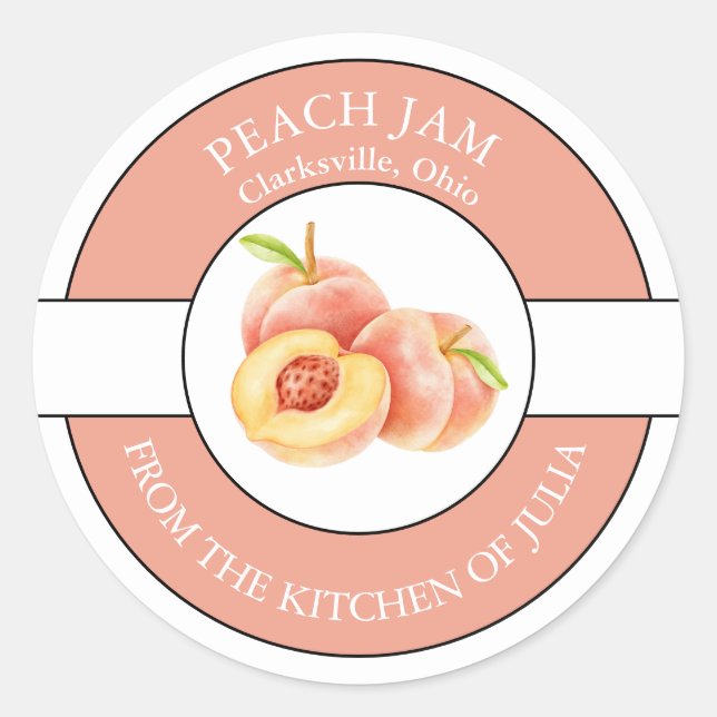 Peach Jam Label Runder Aufkleber (Vorderseite)