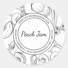 Peach Jam Sketch Modernes Label Runder Aufkleber