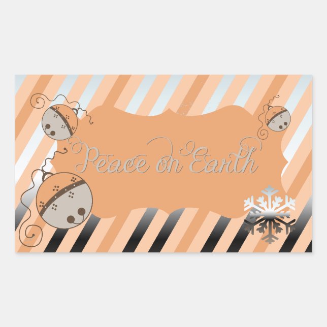Peach Jingle Bells Strip Rectangle Sticker (Vorderseite)