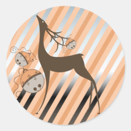 Peach Jingle Bells Strip Round Sticker