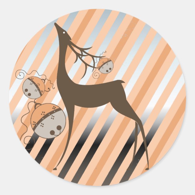 Peach Jingle Bells Strip Round Sticker (Vorderseite)