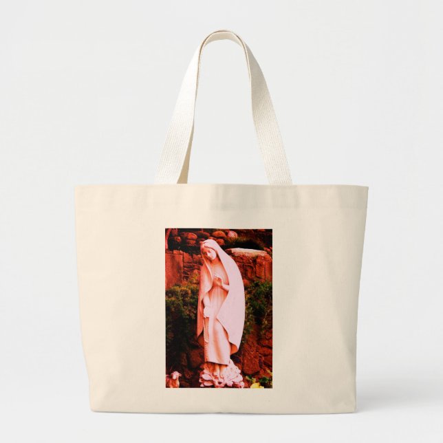 Peach Jungfrau Mary Statue Jumbo Stoffbeutel (Vorne)