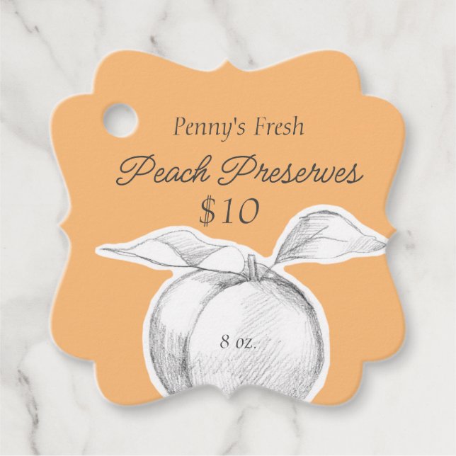Peach Kitchen Cooking Canning Jar Price Geschenkanhänger (Vorderseite)