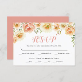 Peach Koral Aquarellfarben Blume Hochzeit RSVP-Kar RSVP Karte