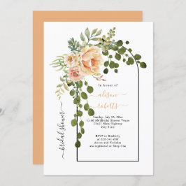 Peach Korallen Blume Bogen Hochzeitsfest Brautpart Einladung