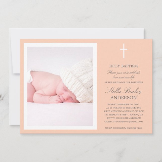 PEACH-KRONE| BAPTISMITTELINVITATIONEN EINLADUNG (Vorderseite)