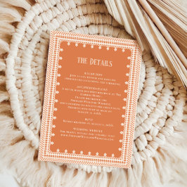 Peach Lace Details Reception Information Wedding  Begleitkarte