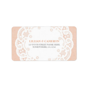 Peach Lace Doily Address Labels Adressaufkleber