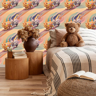 Peach Lavender Cats Spaß Spielend DIY Peel und Sti Tapete