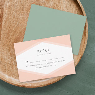 Peach Layered Geometric & Light Sage RSVP Karte
