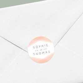 Peach Layered Geometric Wedding Runder Aufkleber