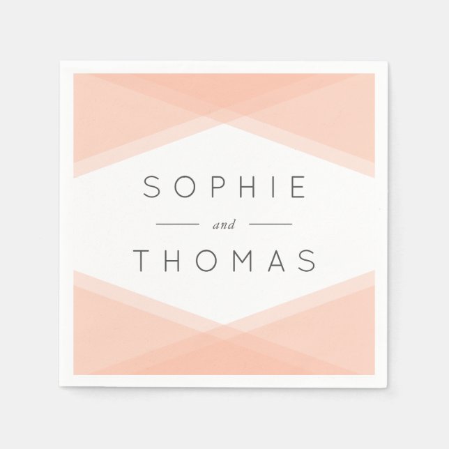 Peach Layered Geometric Wedding Serviette (Vorderseite)