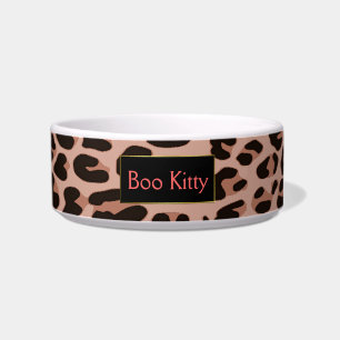 Peach Leopard Print Custom Cat Bowl Napf