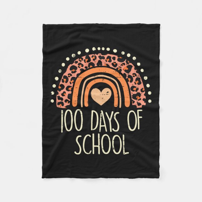 Peach Leopard Rainbow 100 Days School Niedlich 100 Fleecedecke (Vorderseite)