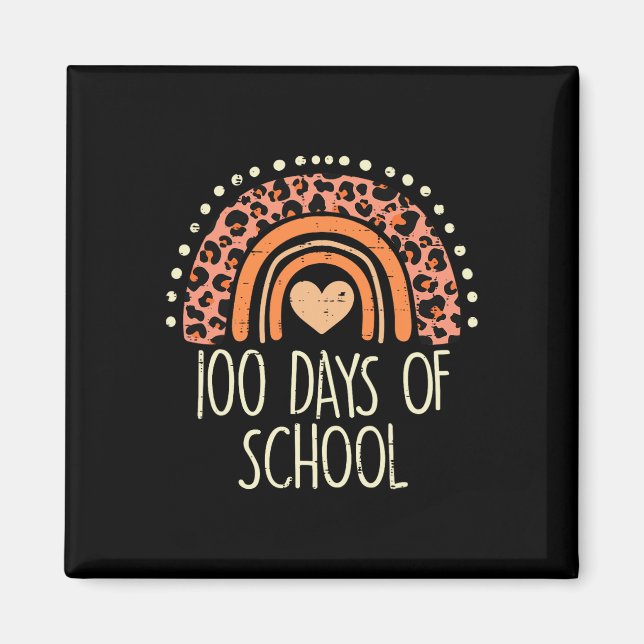 Peach Leopard Rainbow 100 Days School Niedlich 100 Magnet (Vorne)