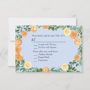 Peach Light Blue Wedding Rose Blues Einladung