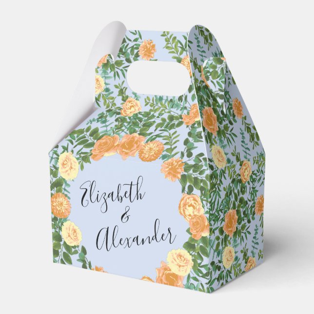 Peach Light Blue Wedding Rose Blues Geschenkschachtel (Vorderseite)